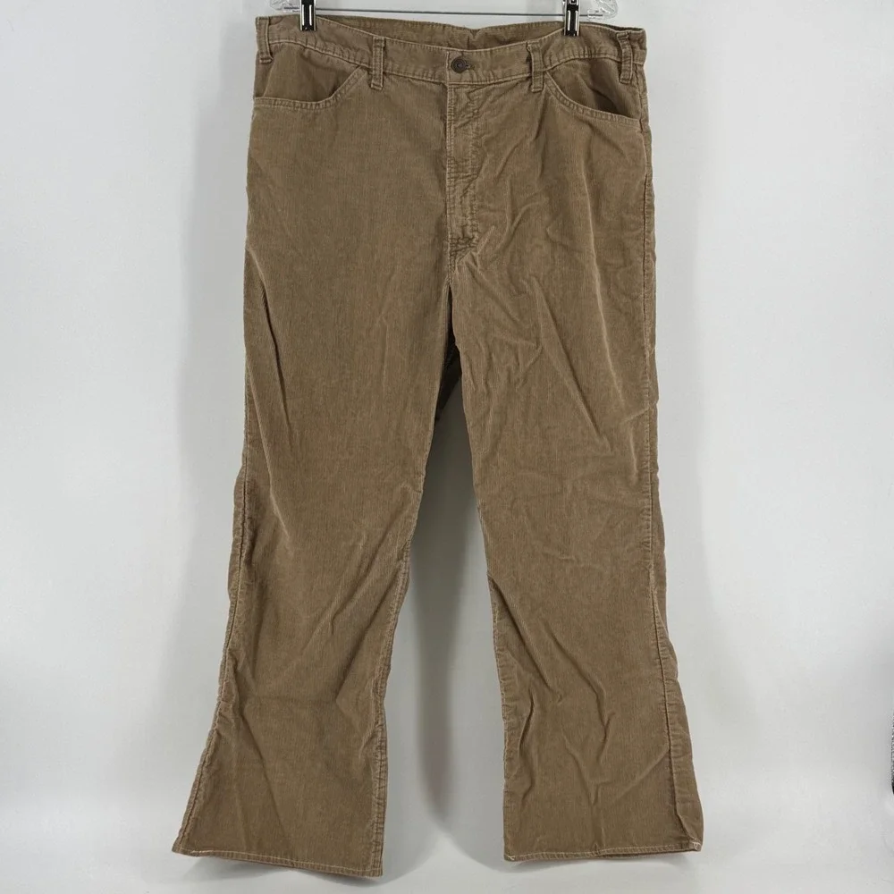 Levis Vintage Corduroy Pants Mens 38x27 Tan Brown Straight Leg White Tab Classic